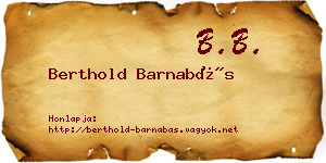 Berthold Barnabás névjegykártya