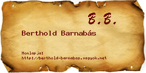 Berthold Barnabás névjegykártya